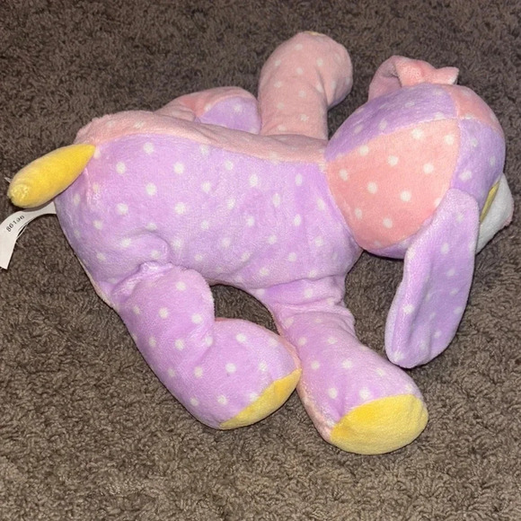 Pink and Purple Polka Dot Plush Dog Toy - Picture 4 of 6